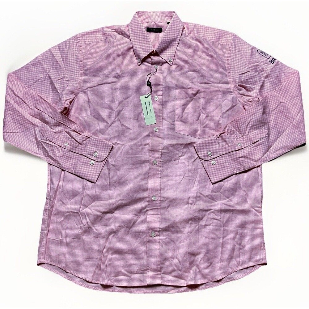 Turtleson Mens Raleigh Button Down Sport Shirt Golf Large Pink Long Sleeves TPC